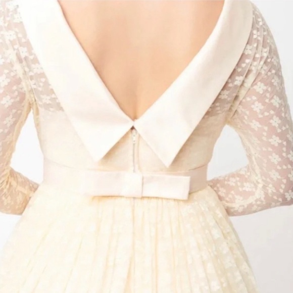 UNIQUE VINTAGE Floral Lace Lille Prom Wedding Formal Romantic Midi Dress•size 4 - Picture 4 of 4